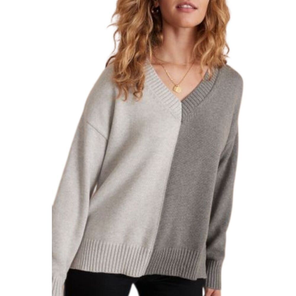 MARINE LAYER Gisel Oversize Contrast Panel Merino Blend Sweater M